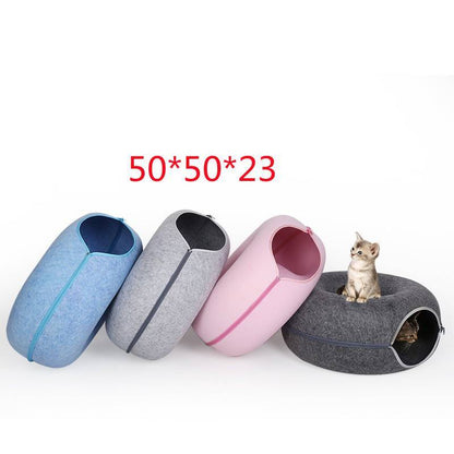 Four Seasons Available Cat Round Felt Pet Nest