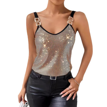 Women's Sequined Suspender Chain Vest