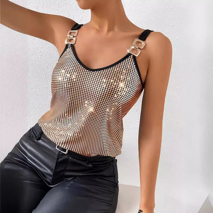 Women's Sequined Suspender Chain Vest